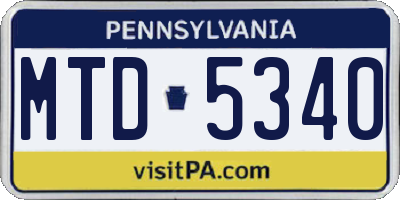 PA license plate MTD5340
