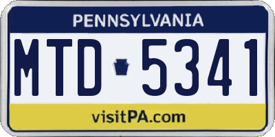 PA license plate MTD5341
