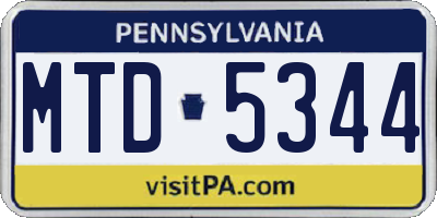 PA license plate MTD5344