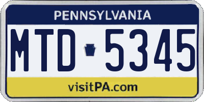 PA license plate MTD5345