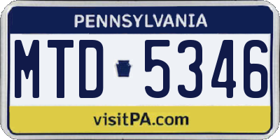 PA license plate MTD5346