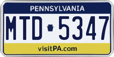 PA license plate MTD5347