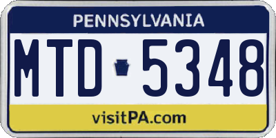 PA license plate MTD5348