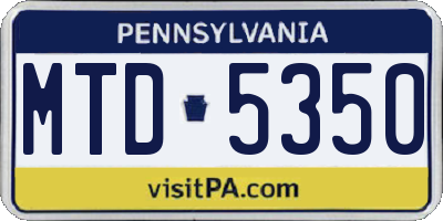 PA license plate MTD5350