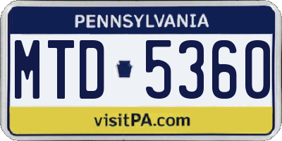 PA license plate MTD5360