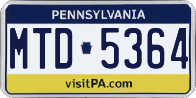 PA license plate MTD5364