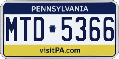 PA license plate MTD5366