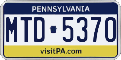 PA license plate MTD5370