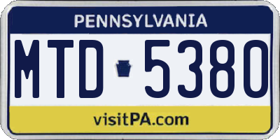 PA license plate MTD5380