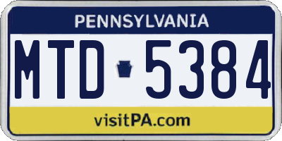 PA license plate MTD5384