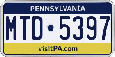 PA license plate MTD5397