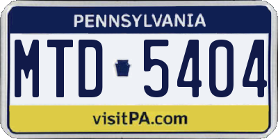 PA license plate MTD5404