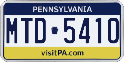 PA license plate MTD5410