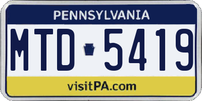 PA license plate MTD5419