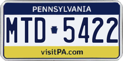 PA license plate MTD5422