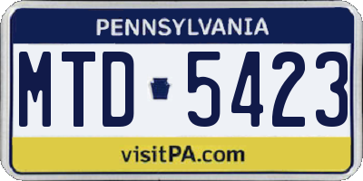 PA license plate MTD5423