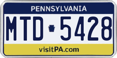 PA license plate MTD5428