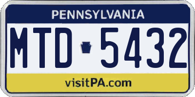 PA license plate MTD5432