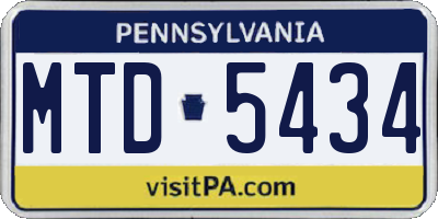 PA license plate MTD5434