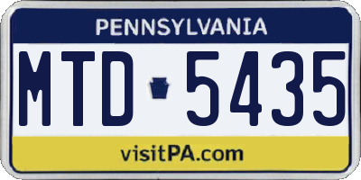 PA license plate MTD5435