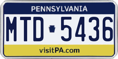 PA license plate MTD5436