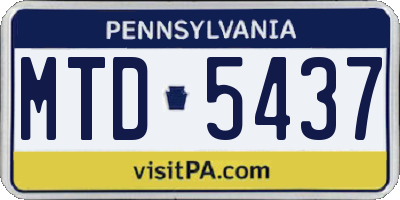 PA license plate MTD5437