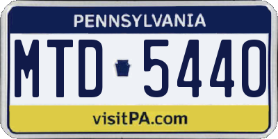 PA license plate MTD5440