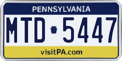 PA license plate MTD5447