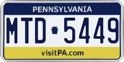 PA license plate MTD5449