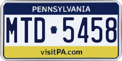 PA license plate MTD5458
