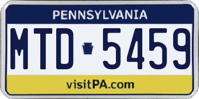 PA license plate MTD5459