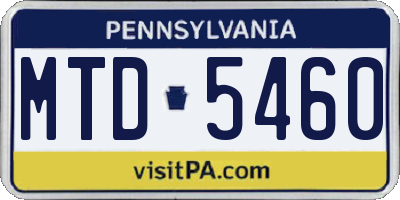 PA license plate MTD5460