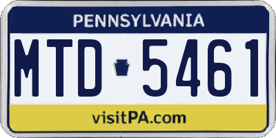PA license plate MTD5461