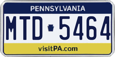 PA license plate MTD5464