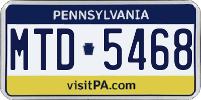 PA license plate MTD5468