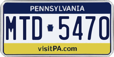 PA license plate MTD5470