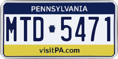 PA license plate MTD5471