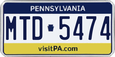 PA license plate MTD5474