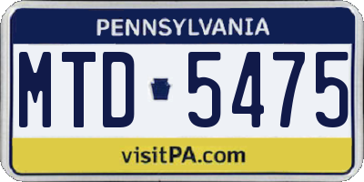 PA license plate MTD5475