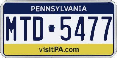 PA license plate MTD5477
