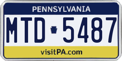 PA license plate MTD5487