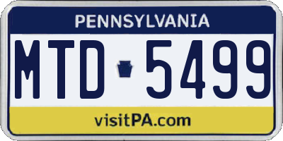 PA license plate MTD5499