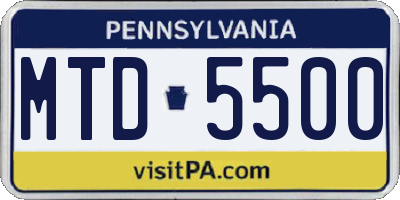 PA license plate MTD5500