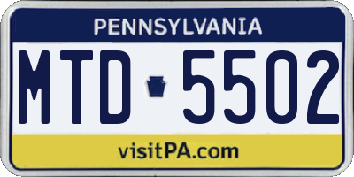 PA license plate MTD5502