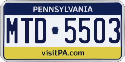 PA license plate MTD5503
