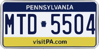 PA license plate MTD5504