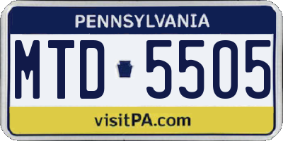 PA license plate MTD5505