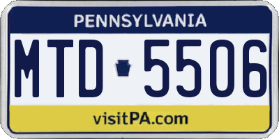 PA license plate MTD5506
