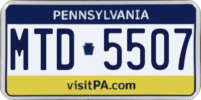 PA license plate MTD5507