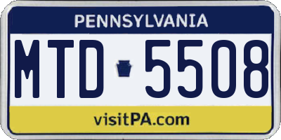 PA license plate MTD5508